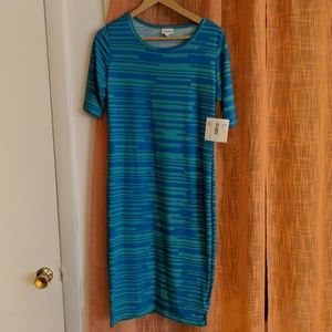 Lularoe Julia Blue & Teal dress sz S NWT